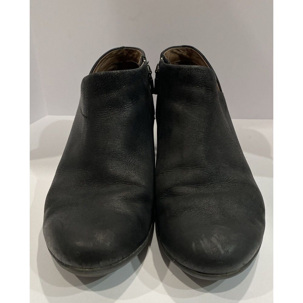 Dansko Womens Raina Ankle Boots Booties Black Nubuck Leather Block Heel 38/ W 8 - Picture 3 of 8